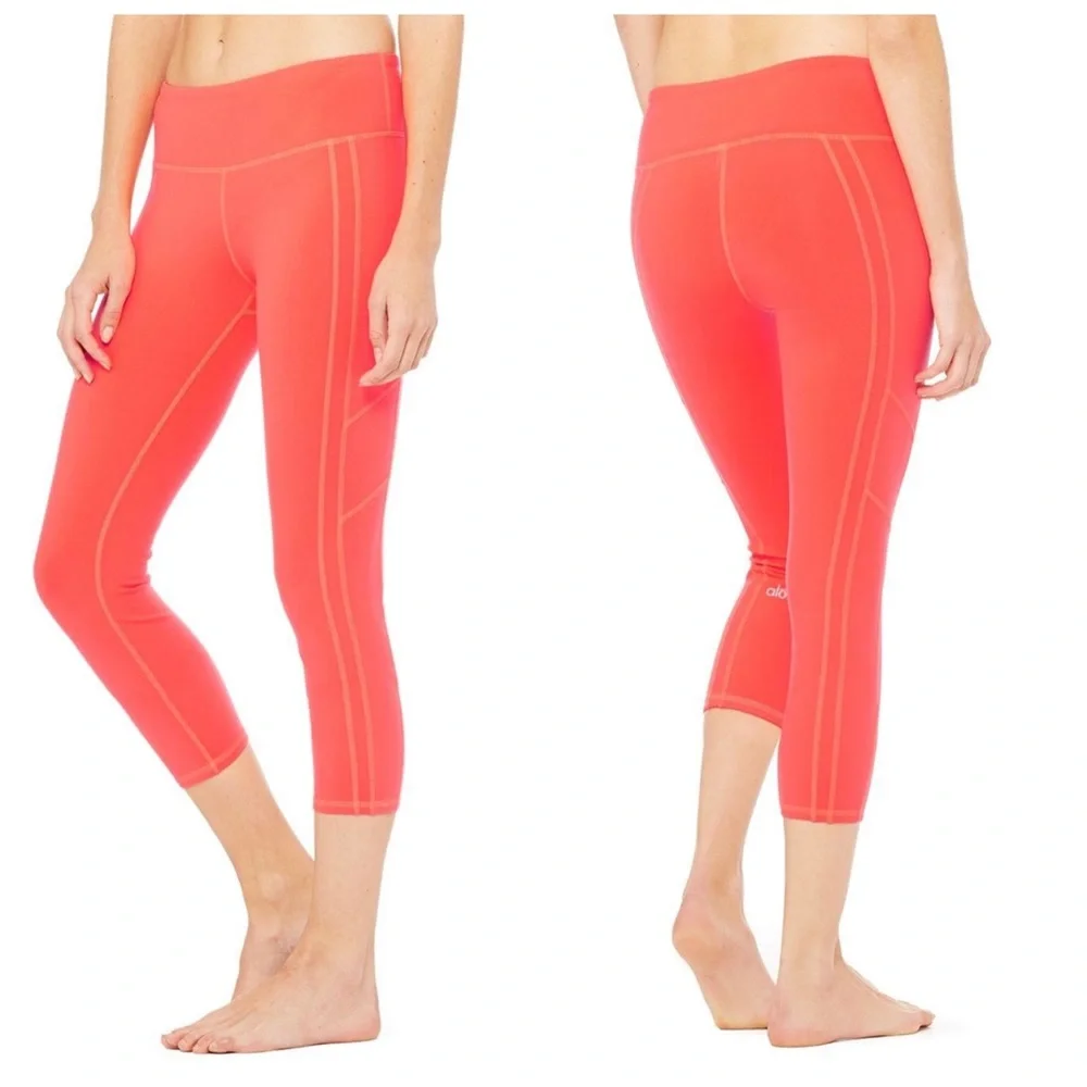 ALO YOGA Helena Capri Legging Neon Volcano Sz Small